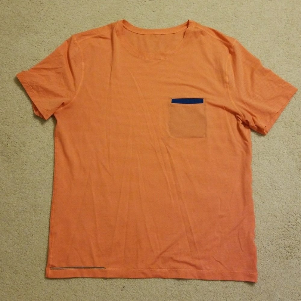 Men's Orange Pocket Tee with Navy Accent
